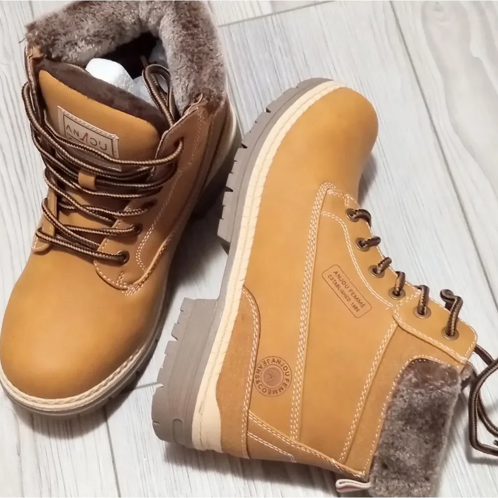 (R-4486) ANJOUFEMME Womens Hiking Snow Winter Boots Sz 6